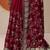 maroon embroidered satin saree with unstitched blouse piece