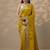 yellow embroidered chinon saree with unstitched blouse piece