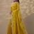 yellow embroidered chinon saree with unstitched blouse piece