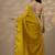 yellow embroidered chinon saree with unstitched blouse piece