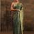 green floral embellished satin saree with unstitched blouse piece