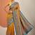 mustard printed saree with unstitched blouse piece