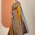 mustard printed saree with unstitched blouse piece