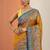 mustard printed saree with unstitched blouse piece