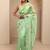 lime green applique embellished organza saree