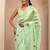 lime green applique embellished organza saree