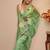 lime green applique embellished organza saree