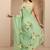 lime green applique embellished organza saree