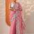 pink embroidered chinon saree with unstitched blouse piece