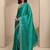 teal embellished saree with unstitched blouse piece