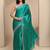 teal embellished saree with unstitched blouse piece