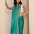 teal embellished saree with unstitched blouse piece