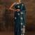 teal floral embroidered saree with unstitched blouse piece