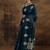 teal floral embroidered saree with unstitched blouse piece