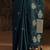 teal floral embroidered saree with unstitched blouse piece