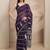 purple ethnic motifs printed saree with unstitched blouse piece
