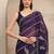 purple ethnic motifs printed saree with unstitched blouse piece