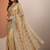 gold tan embroidered organza saree with unstitched blouse piece