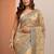 gold tan embroidered organza saree with unstitched blouse piece
