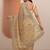 gold tan embroidered organza saree with unstitched blouse piece
