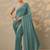teal embellished saree with unstitched blouse piece