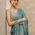 teal embellished saree with unstitched blouse piece