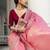 pink embroidered organza saree with unstitched blouse piece