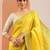 yellow embroidered organza saree with unstitched blouse piece
