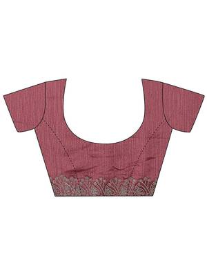 pink embellished saree with unstitched blouse piece 5