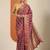 red printed saree with unstitched blouse piece