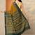 mustard chevron printed silk blend saree with unstitched blouse piece