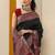 black chevron printed silk blend saree with unstitched blouse piece