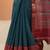 navy blue chevron printed silk blend saree with unstitched blouse piece