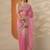 pink embellished nylon saree with unstitched blouse piece