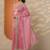 pink embellished nylon saree with unstitched blouse piece
