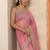 pink embellished nylon saree with unstitched blouse piece