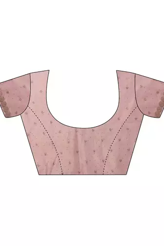 pink embellished nylon saree with unstitched blouse piece