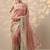 pink embroidered organza saree with unstitched blouse piece