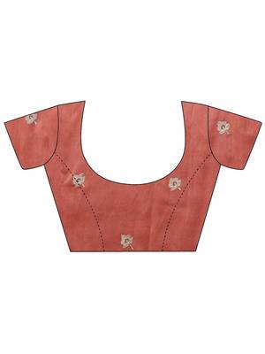 pink embroidered organza saree with unstitched blouse piece 4
