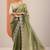 olive embroidered jimmy choo organza saree with unstitched blouse piece