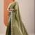 olive embroidered jimmy choo organza saree with unstitched blouse piece