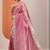 pink embroidered organza saree with unstitched blouse piece