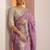 purple embroidered organza saree with unstitched blouse piece