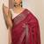 maroon woven design georgette saree with unstitched blouse piece