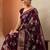 maroon printed georgette saree with unstitched blouse piece