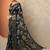 navy blue printed georgette saree with unstitched blouse piece