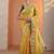 yellow bandhani printed chinon saree with unstitched blouse piece