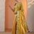 yellow bandhani printed chinon saree with unstitched blouse piece