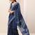 blue bandhani printed saree with blouse piece