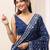 blue bandhani printed saree with blouse piece